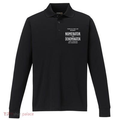 Funny Numerator And Denominator Math Fraction Performance Long Sleeve Polo