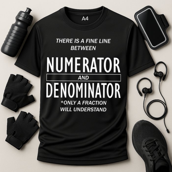 Funny Numerator And Denominator Math Fraction Performance Shirt