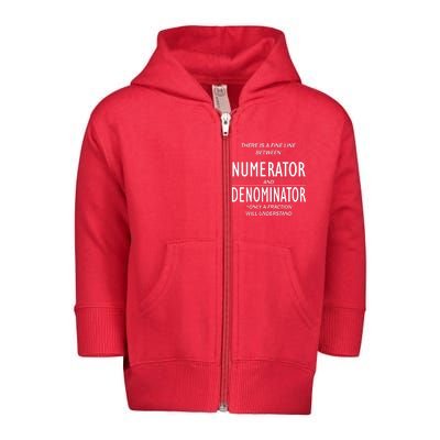 Funny Numerator And Denominator Math Fraction Toddler Zip Fleece Hoodie