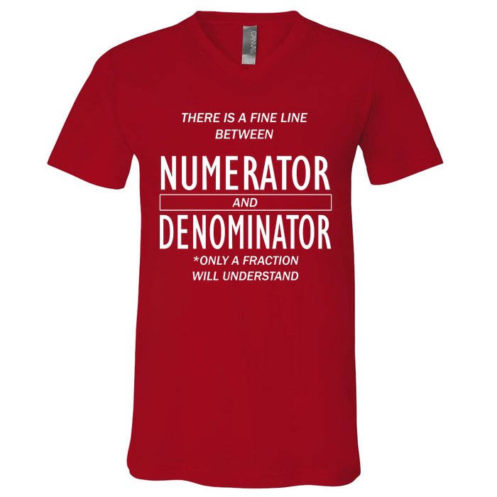 Funny Numerator And Denominator Math Fraction V-Neck T-Shirt