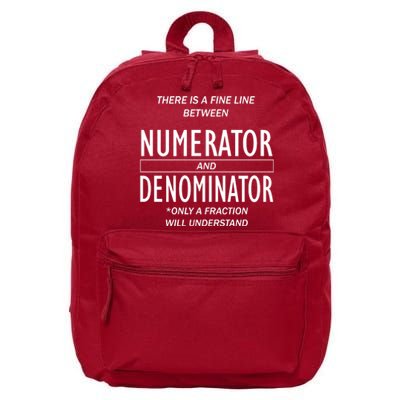 Funny Numerator And Denominator Math Fraction 16 in Basic Backpack