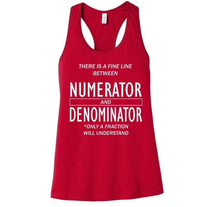 Funny Numerator And Denominator Math Fraction Women's Racerback Tank