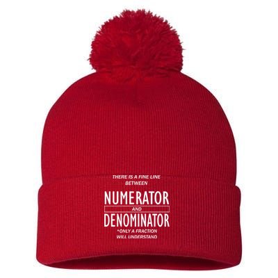 Funny Numerator And Denominator Math Fraction Pom Pom 12in Knit Beanie