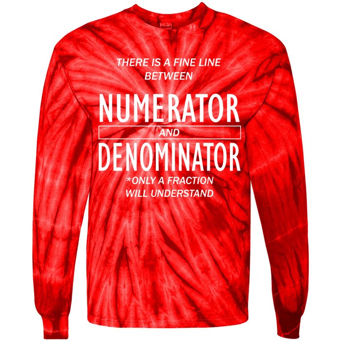 Funny Numerator And Denominator Math Fraction Tie-Dye Long Sleeve Shirt