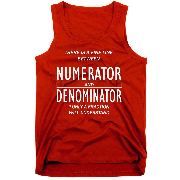 Funny Numerator And Denominator Math Fraction Tank Top