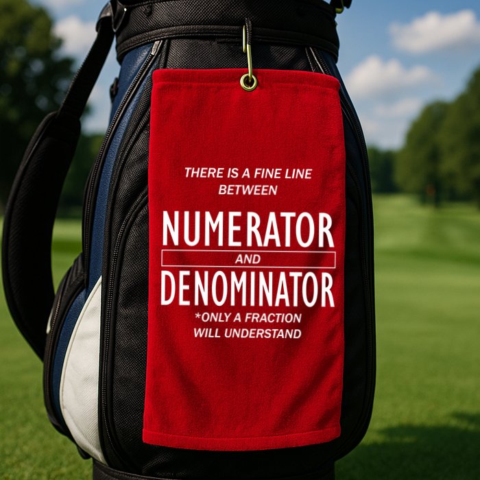 Funny Numerator And Denominator Math Fraction Golf Towel