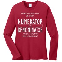 Funny Numerator And Denominator Math Fraction Ladies Long Sleeve Shirt