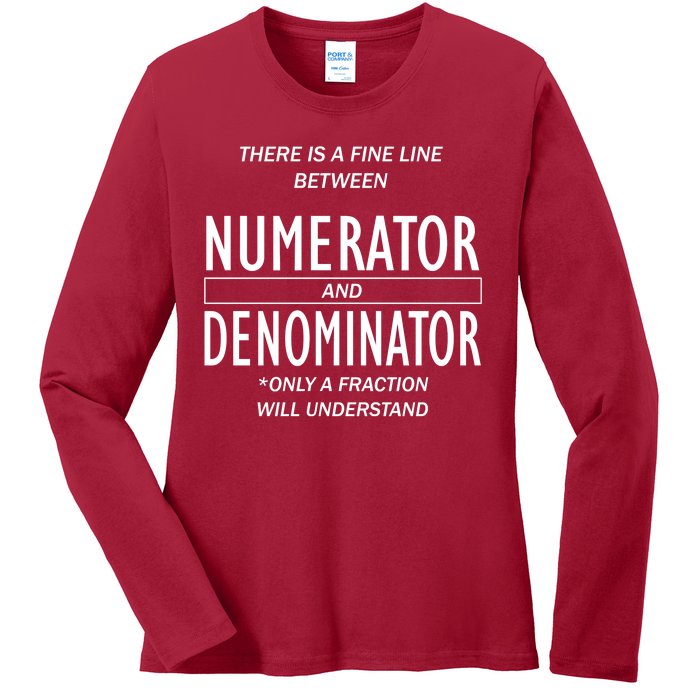 Funny Numerator And Denominator Math Fraction Ladies Long Sleeve Shirt