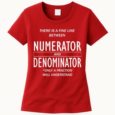 Funny Numerator And Denominator Math Fraction Womens T-Shirt