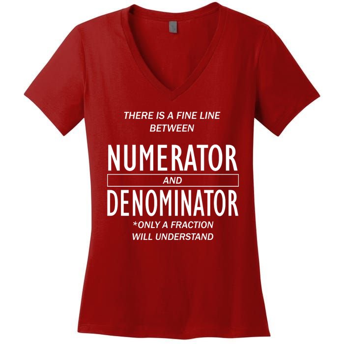 Funny Numerator And Denominator Math Fraction Women's V-Neck T-Shirt