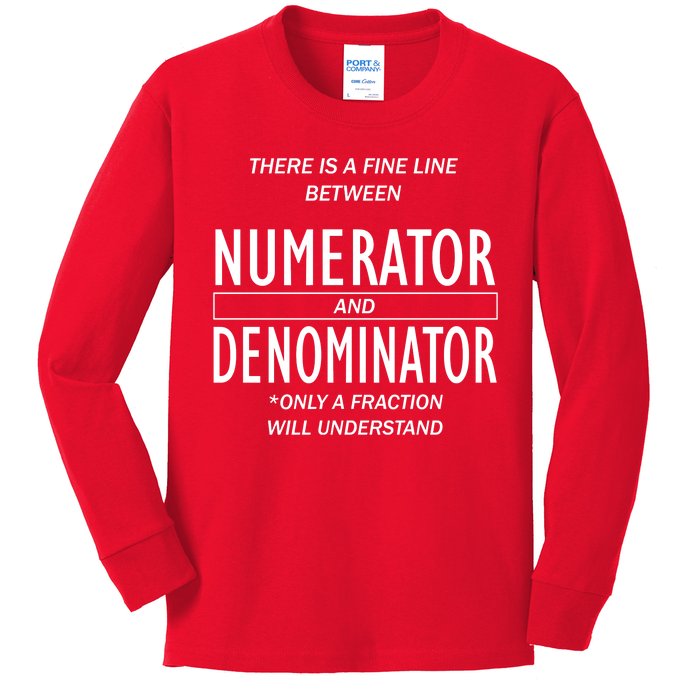 Funny Numerator And Denominator Math Fraction Kids Long Sleeve Shirt