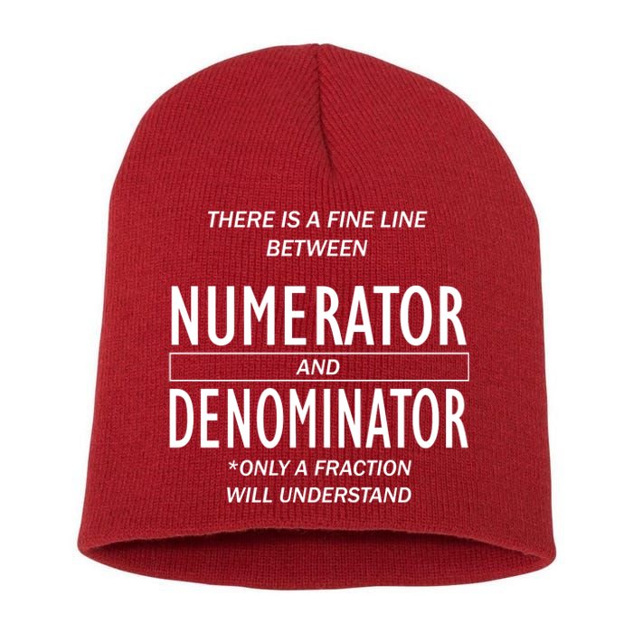 Funny Numerator And Denominator Math Fraction Short Acrylic Beanie