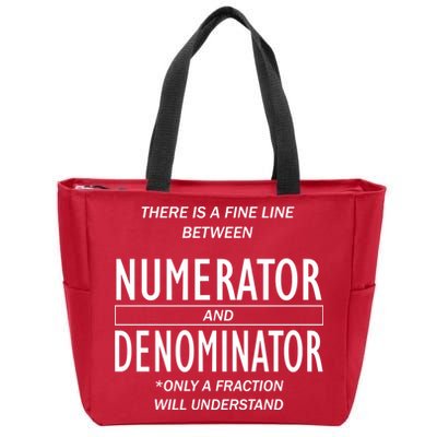 Funny Numerator And Denominator Math Fraction Zip Tote Bag