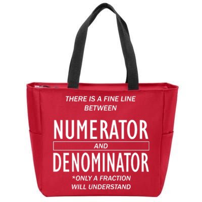 Funny Numerator And Denominator Math Fraction Zip Tote Bag