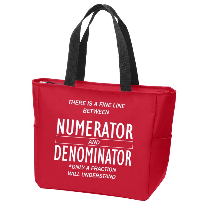 Funny Numerator And Denominator Math Fraction Zip Tote Bag