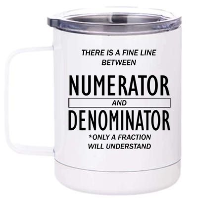 Funny Numerator And Denominator Math Fraction 12 oz Stainless Steel Tumbler Cup