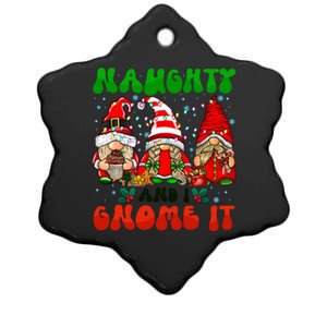 Funny Naughty And I Gnome It Christmas Gnomies Family Xmas Gift Ceramic Star Ornament