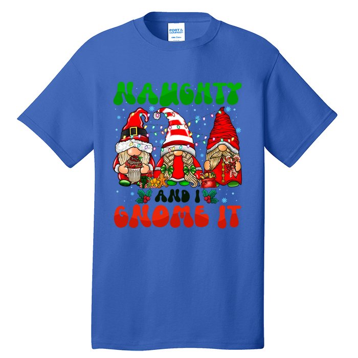 Funny Naughty And I Gnome It Christmas Gnomies Family Xmas Gift Tall T-Shirt