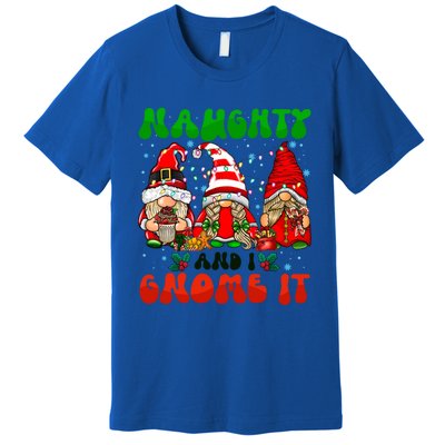 Funny Naughty And I Gnome It Christmas Gnomies Family Xmas Gift Premium T-Shirt