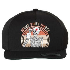 Funny Night A Shift Nurse Skeleton Halloween Rn Nurses Gift Wool Snapback Cap