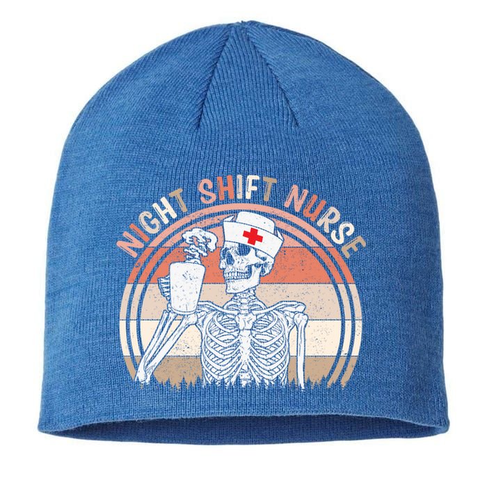 Funny Night A Shift Nurse Skeleton Halloween Rn Nurses Gift Sustainable Beanie