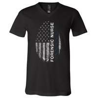 Forensic Nurse American Flag Forensic Nursing V-Neck T-Shirt