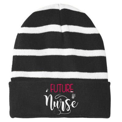 Future Nurse Anesthetist Crna Student School Striped Beanie with Solid Band