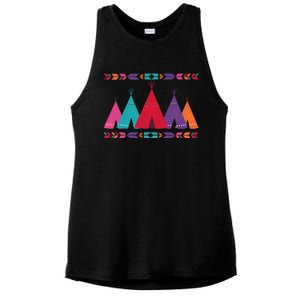 Funny Native American Pee Pattern 1 Ladies PosiCharge Tri-Blend Wicking Tank