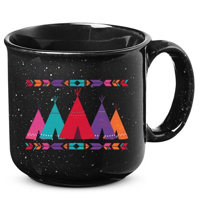 Funny Native American Pee Pattern 1 15oz Campfire Ceramic Mug