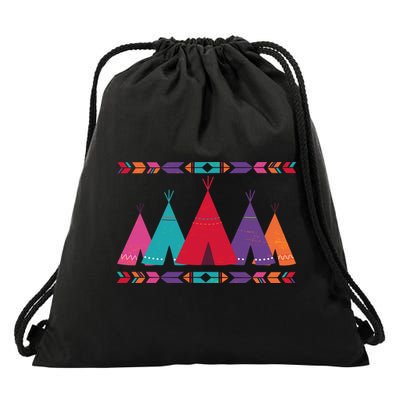 Funny Native American Pee Pattern 1 Drawstring Bag