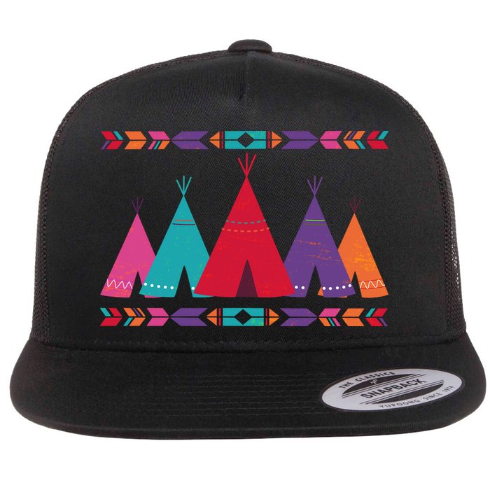 Funny Native American Pee Pattern 1 Flat Bill Trucker Hat