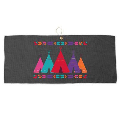 Funny Native American Pee Pattern 1 Large Microfiber Waffle Golf Towel