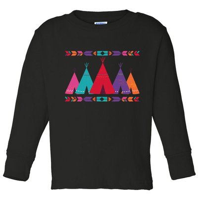 Funny Native American Pee Pattern 1 Toddler Long Sleeve Shirt
