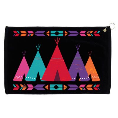 Funny Native American Pee Pattern 1 Grommeted Golf Towel
