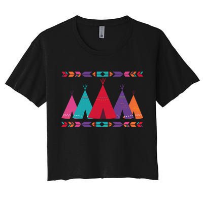 Funny Native American Pee Pattern 1 Crop Top