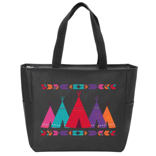Funny Native American Pee Pattern 1 Zip Tote Bag