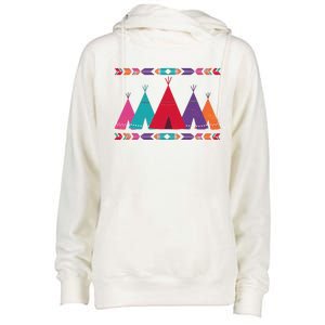 Funny Native American Pee Pattern 1 Womens Funnel Neck Pullover Hood