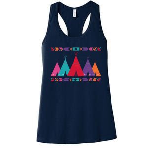 Funny Native American Pee Pattern 1 Women's Racerback Tank