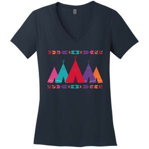 Funny Native American Pee Pattern 1 Women's V-Neck T-Shirt