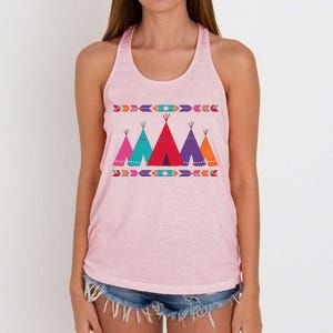 Funny Native American Pee Pattern 1 Women's Knotted Racerback Tank