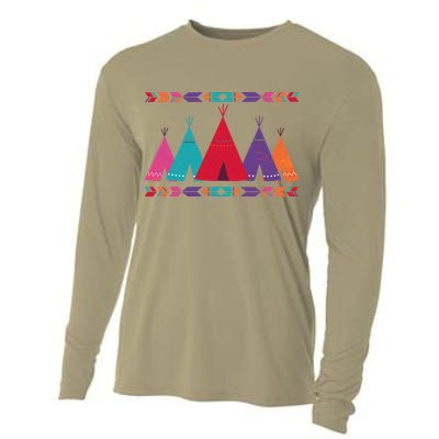 Funny Native American Pee Pattern 1 Cooling Performance Long Sleeve Crew