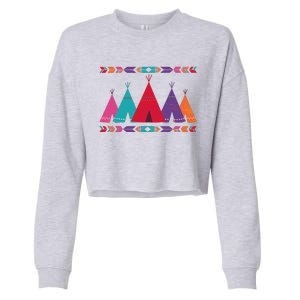 Funny Native American Pee Pattern 1 Cropped Pullover Crew