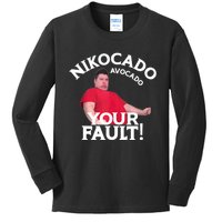 Funny Nikocado Avocado Your Fault Meme Fatty Fast Food Joke Kids Long Sleeve Shirt