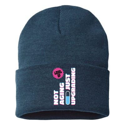Funny Not Aging Birthday Quote Sustainable Knit Beanie