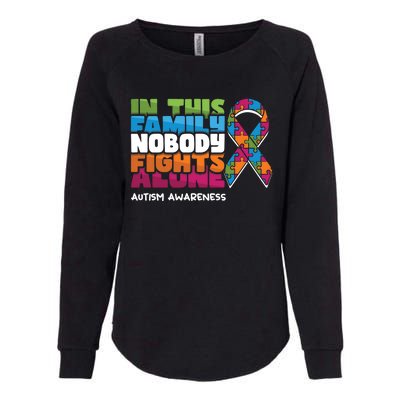 Family Nobody Alone April Ribbon Educate Autism Awareness Gift Womens California Wash Sweatshirt