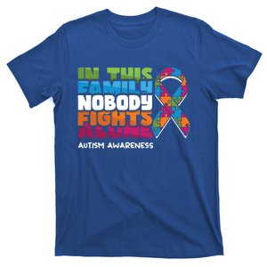 Family Nobody Alone April Ribbon Educate Autism Awareness Gift T-Shirt