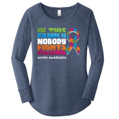 Family Nobody Alone April Ribbon Educate Autism Awareness Gift Women's Perfect Tri Tunic Long Sleeve Shirt