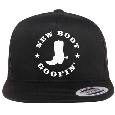 Funny New Boot Goofin Cowboy Boot Meme Quote Flat Bill Trucker Hat