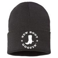 Funny New Boot Goofin Cowboy Boot Meme Quote Sustainable Knit Beanie