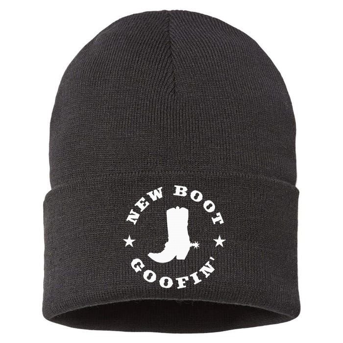 Funny New Boot Goofin Cowboy Boot Meme Quote Sustainable Knit Beanie